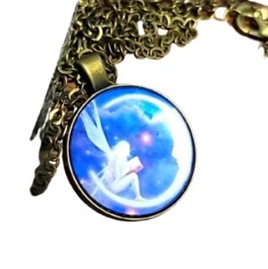 FAIRY MOON nacklace pendant and chain crescent moon magical mystical